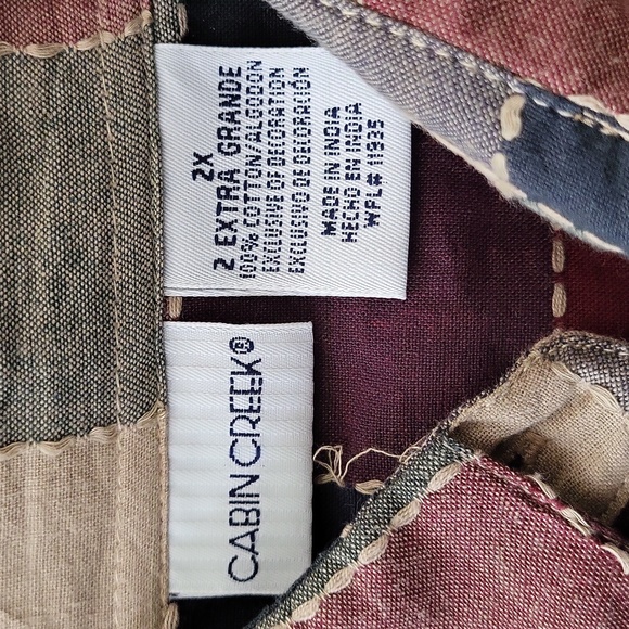 Sold Vintage 80s Cabi Creek women's plaid floral embroidered cotton shirt 2X - Picture 4 of 6